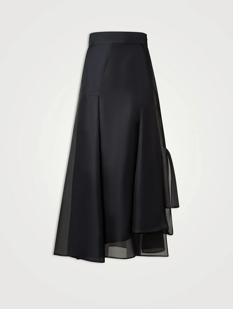 Silk Organza Asymmetric Midi Skirt