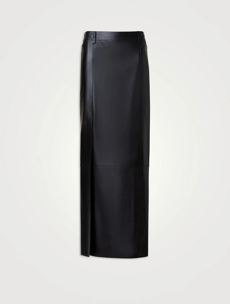 Lacquered Nappa Leather Pencil Skirt