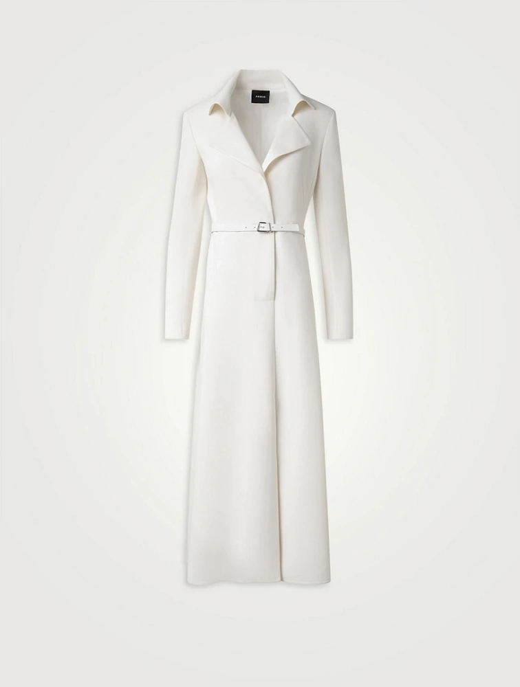 Double-Face Wool Belted Midi Dress