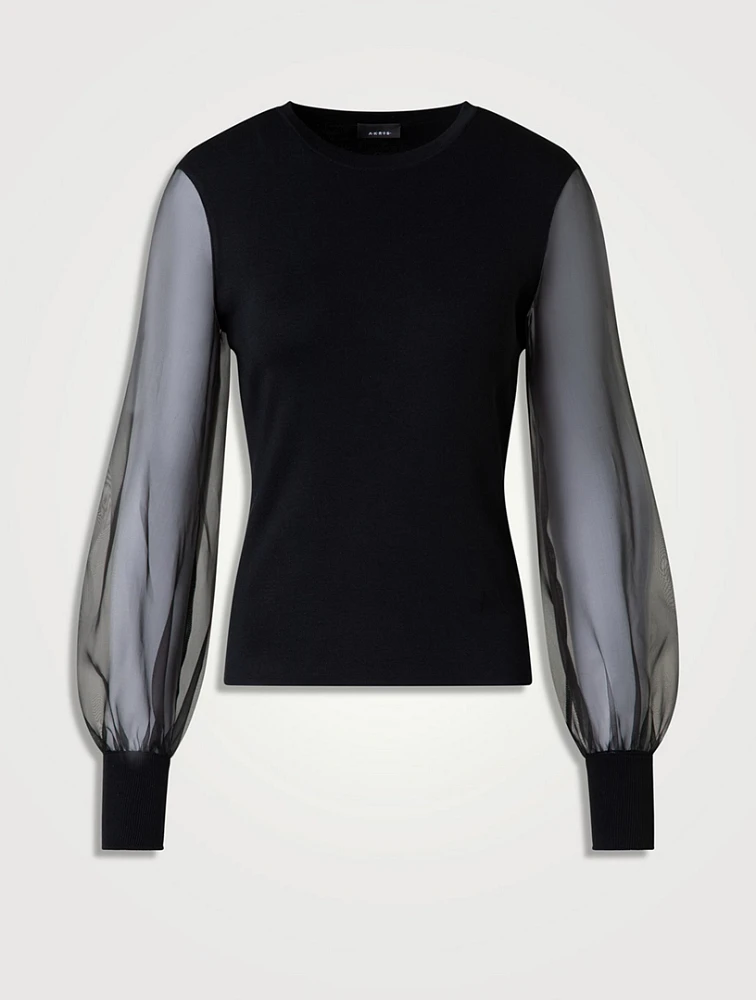 Organza-Sleeve Sweater