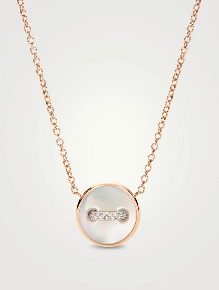 Pom Pom Dot 18K Rose Gold Necklace With Mother-Of-Pearl And Diamonds
