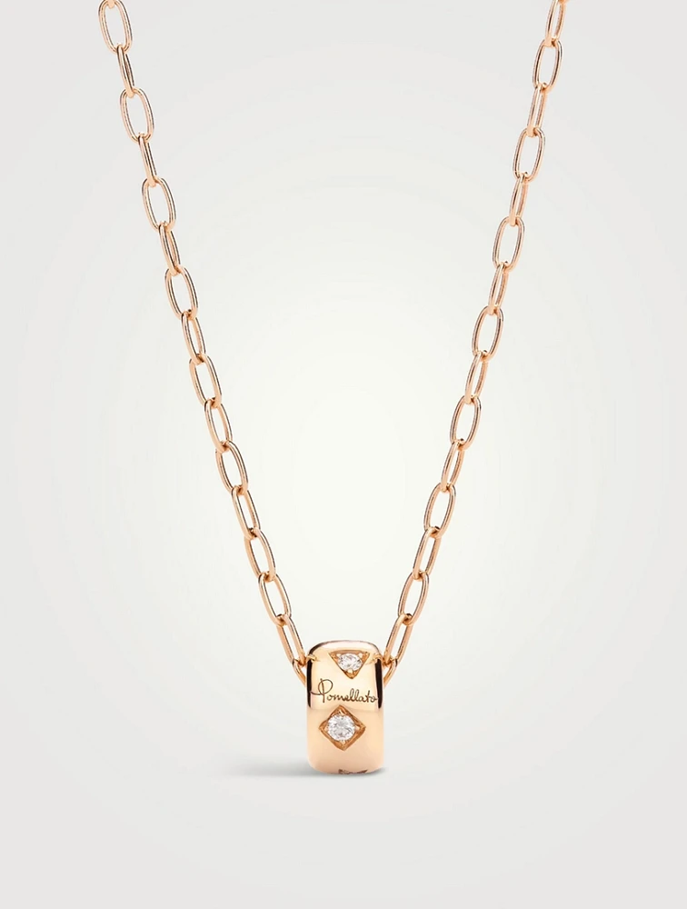 Iconica 18K Rose Gold Pendant Necklace With Diamonds