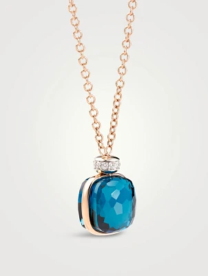 Nudo 18K White And Rose Gold Necklace With Blue Topaz And Diamonds