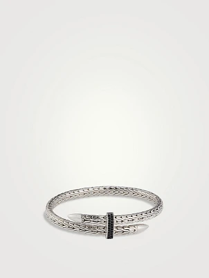 Spear Sterling Silver Flex Cuff Bracelet With Black Sapphire