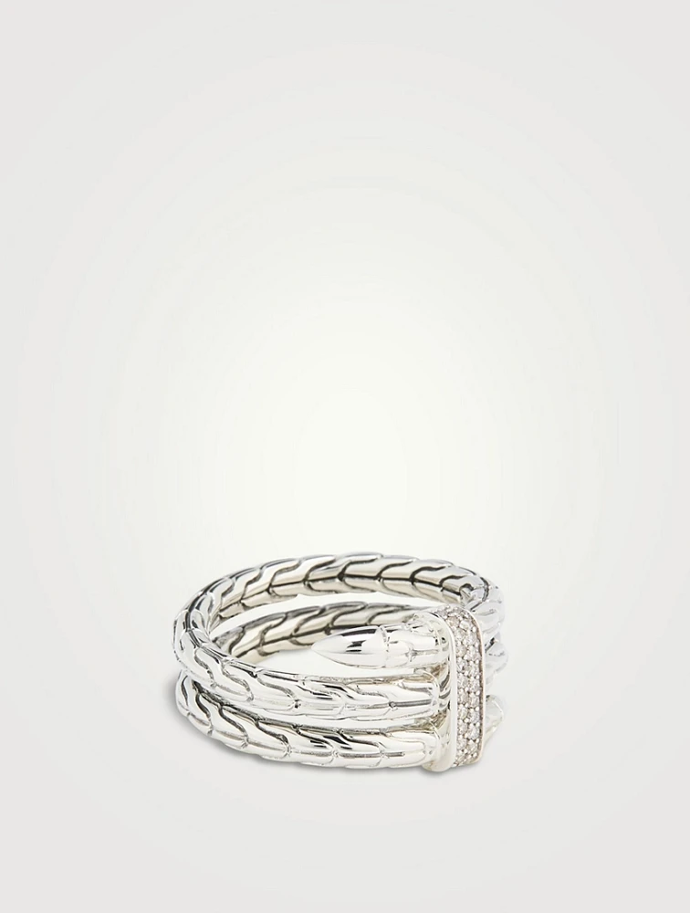 Spear Sterling Silver Ring With Diamonds