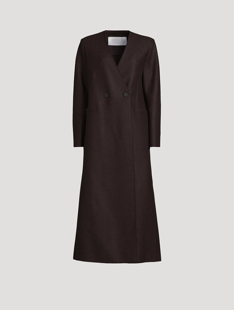 Double-Breasted Pressed Wool Coat