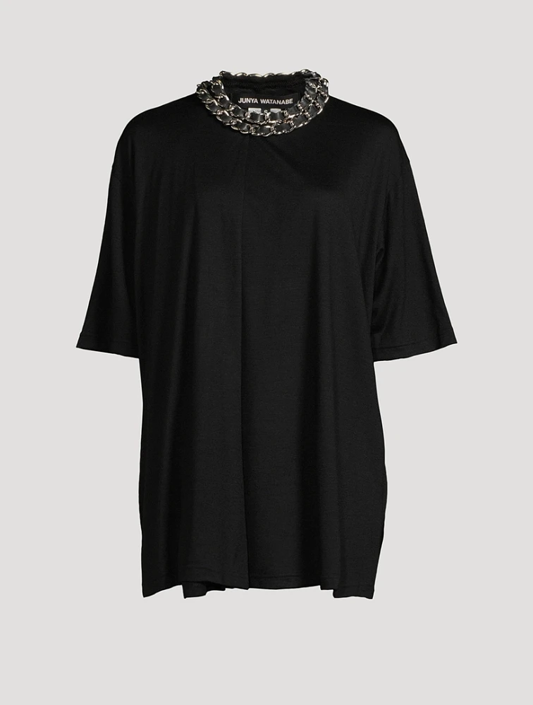 Chain-Trimmed Wool T-Shirt