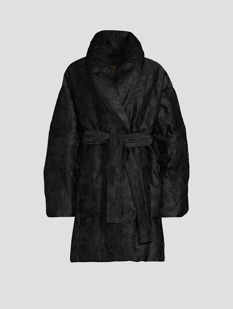 Gemma Belted Jacquard Down Coat