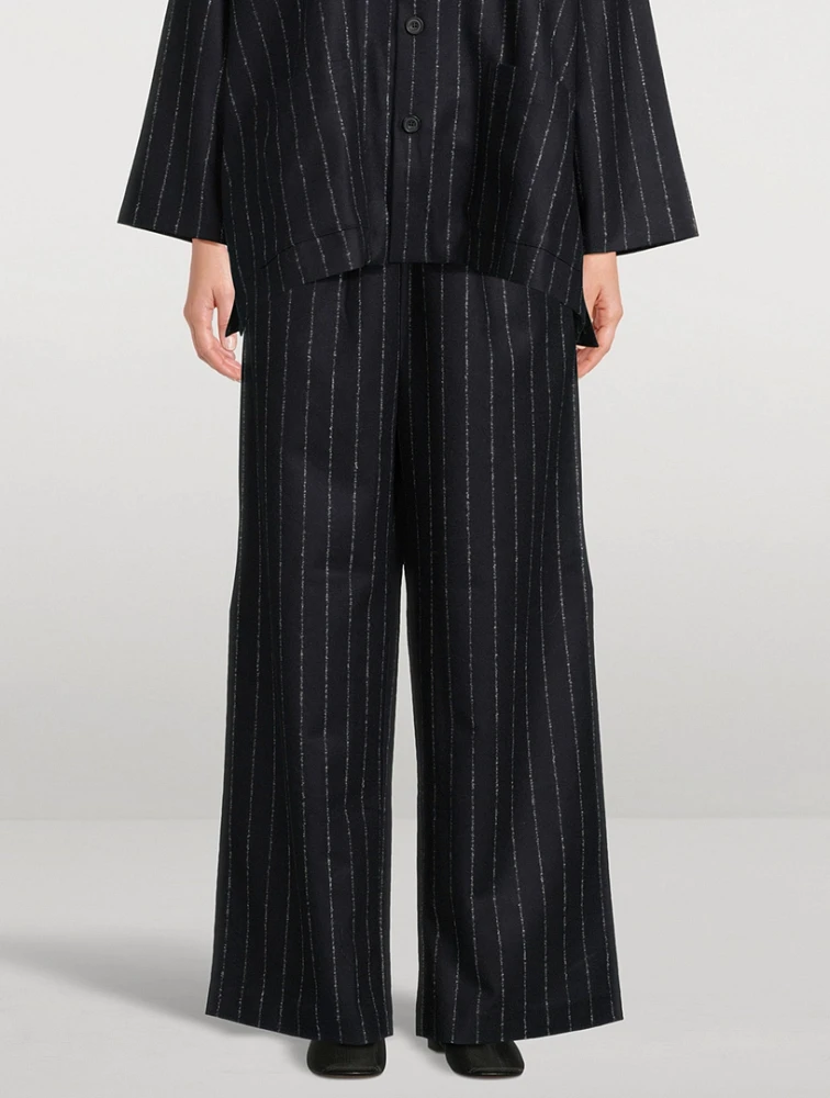 Wide-Leg Trousers Pinstripe Print