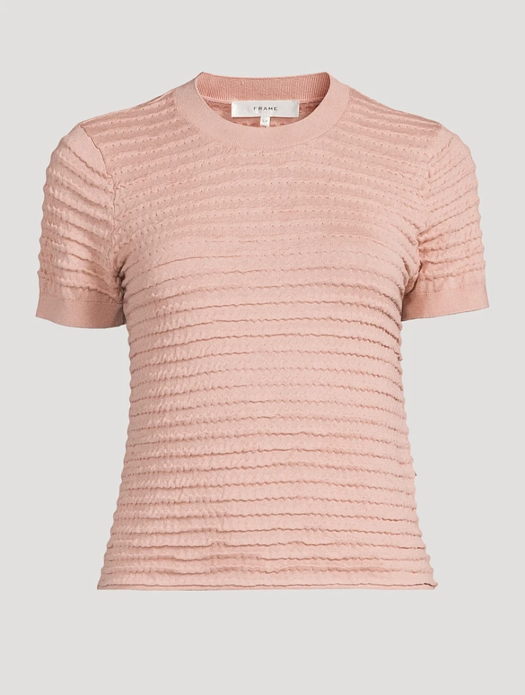 Smocked Short-Sleeve Sweater