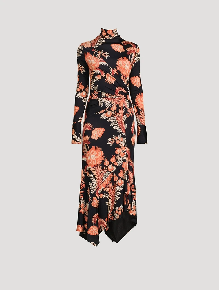 Jersey Midi Dress Floral Print