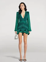 Fringe-Trimmed Cut-Out Mini Dress