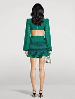 Fringe-Trimmed Cut-Out Mini Dress