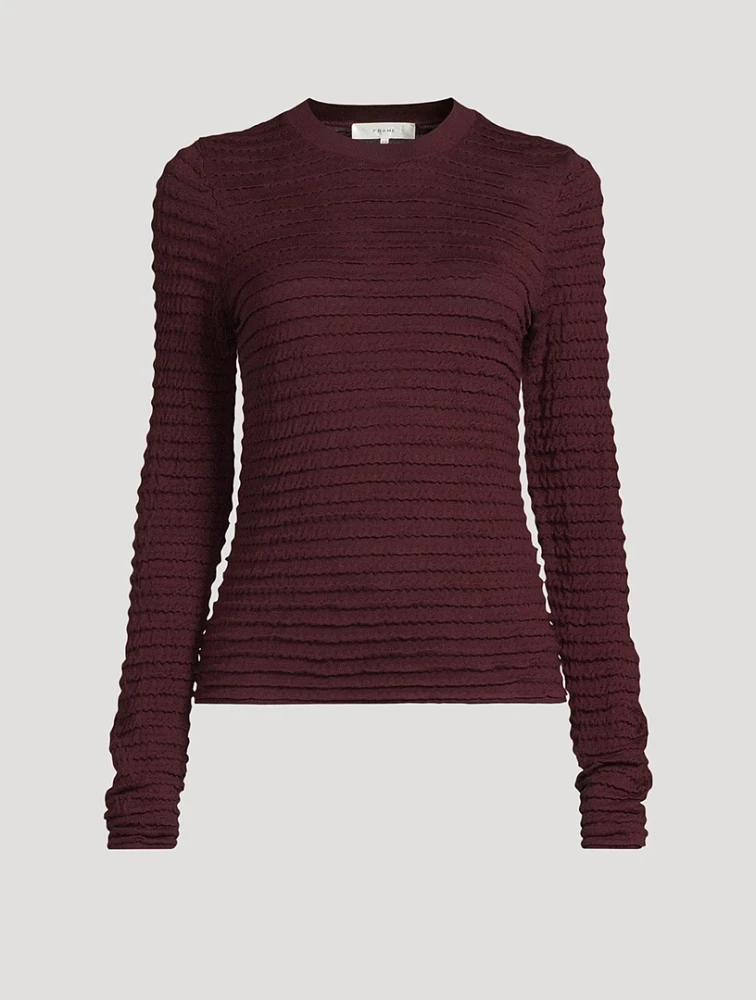 Smocked Long-Sleeve T-Shirt