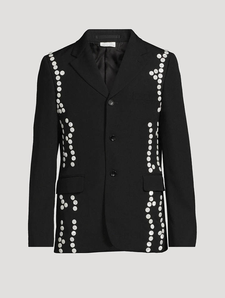 Wool Gabardine Button-Embellished Jacket