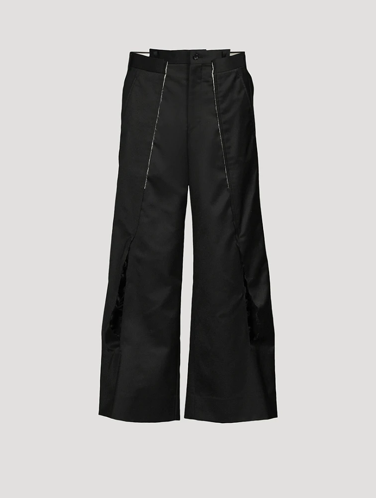 Wool Nylon Twill Wide-Leg Pants