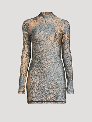 Printed Mini Dress With Crystals