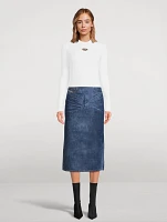 Rhinestone Denim Pencil Skirt