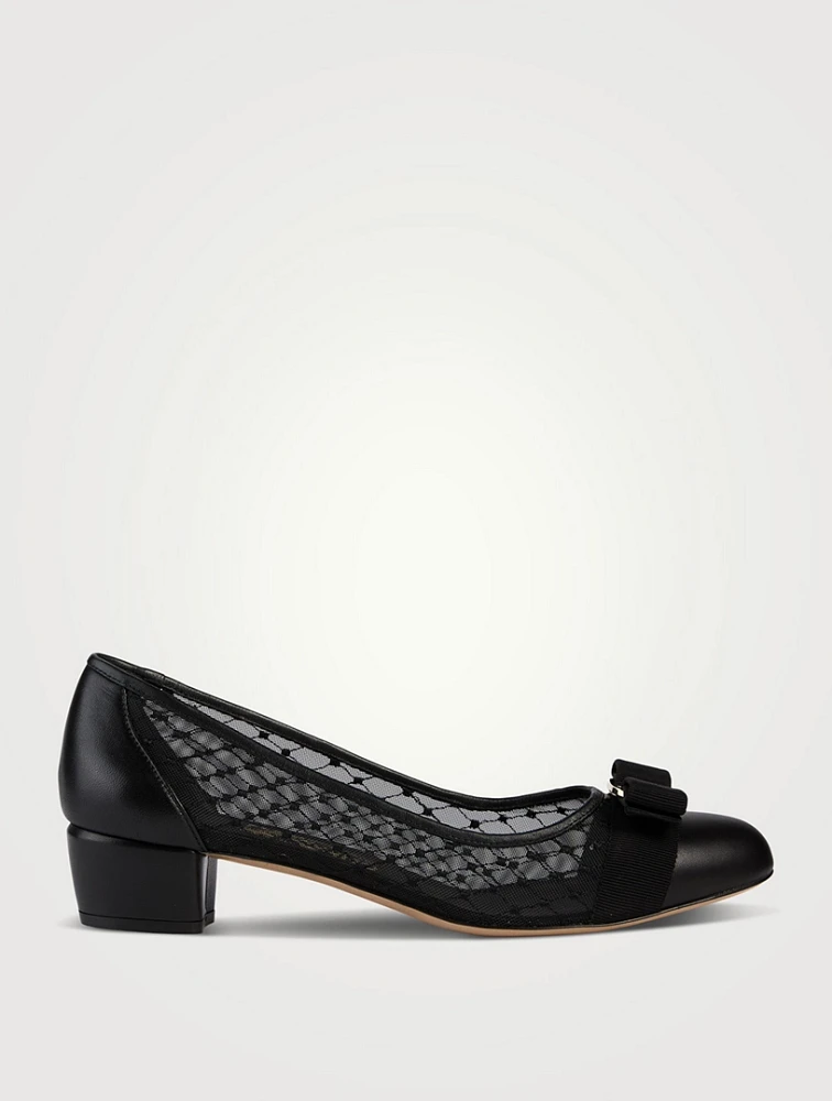 Mesh And Leather Pumps