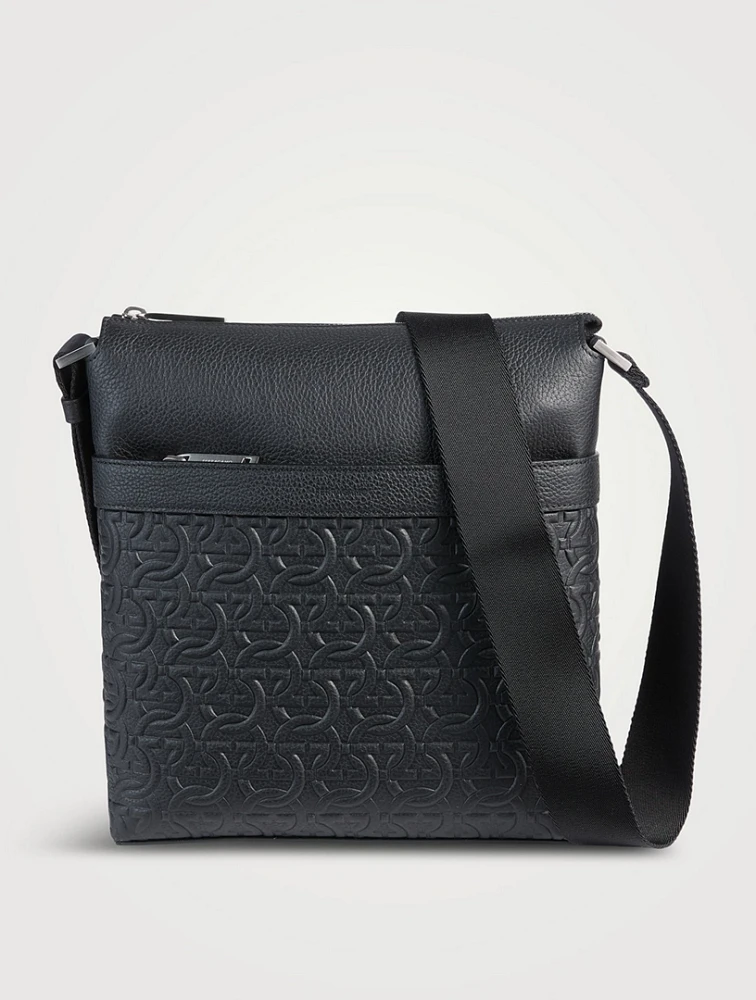 Gancini-Embossed Leather Crossbody Bag