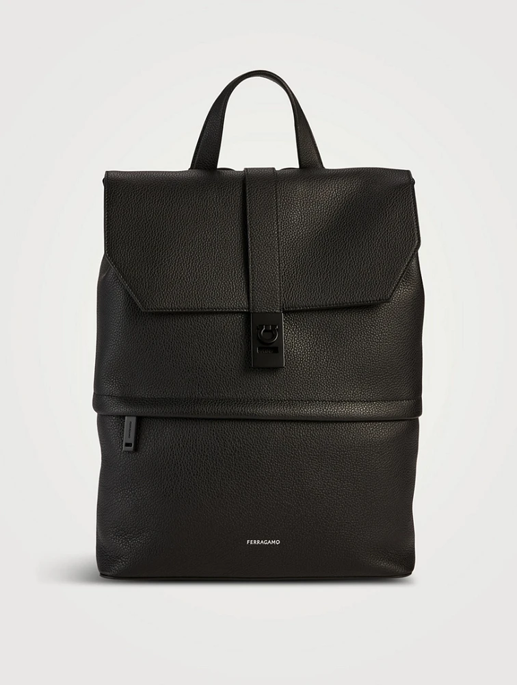 Gancini Buckle Leather Backpack