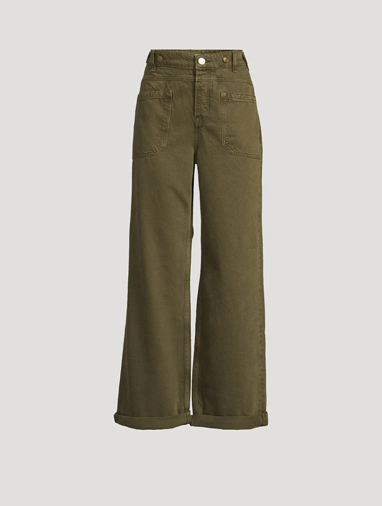 Palmer Cuffed Wide-Leg Jeans