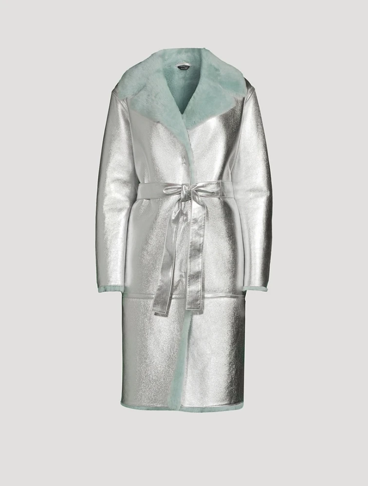 Kimberly Metallic Leather And Shearling Coat