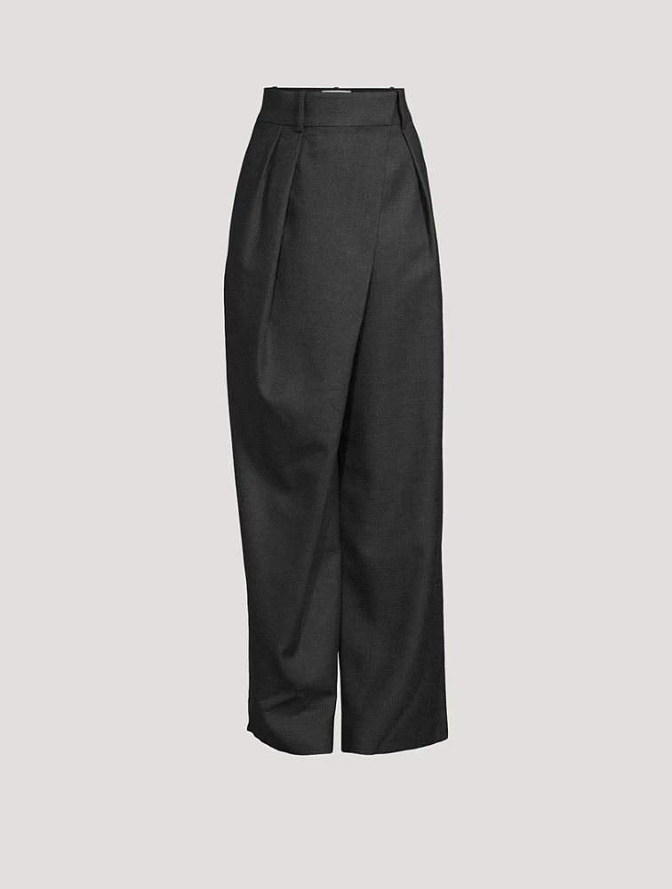 Wool Wrap Wide Leg Pants