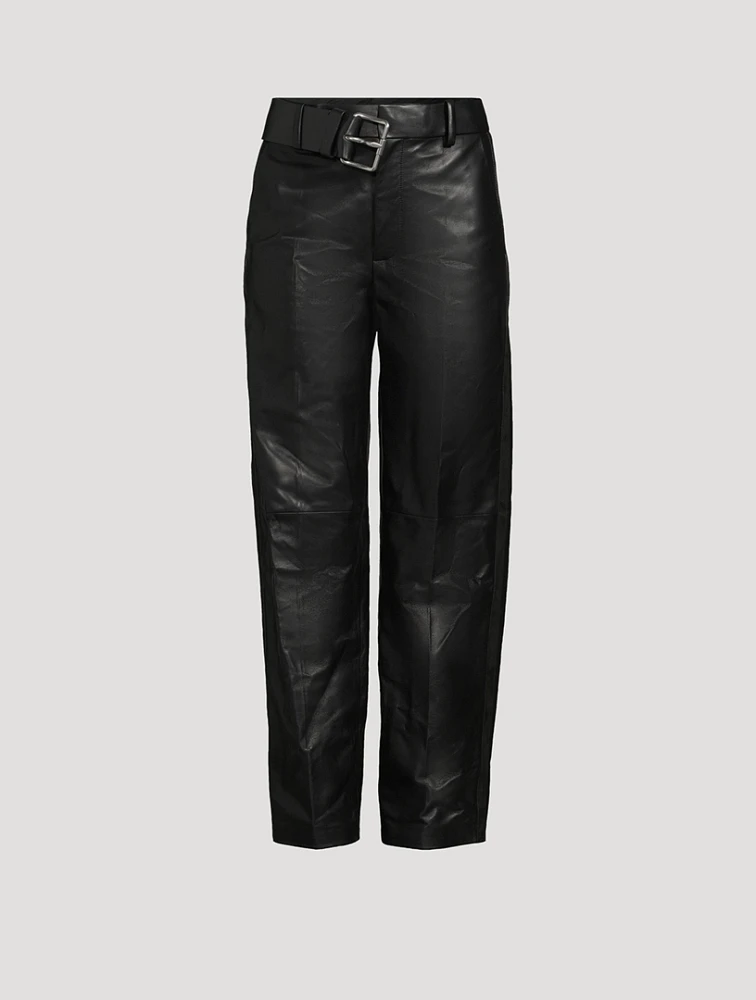 Straight-Leg Leather Trousers