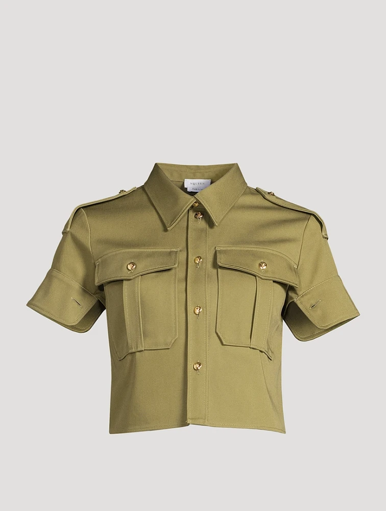 Cotton Gabardine Military Shirt