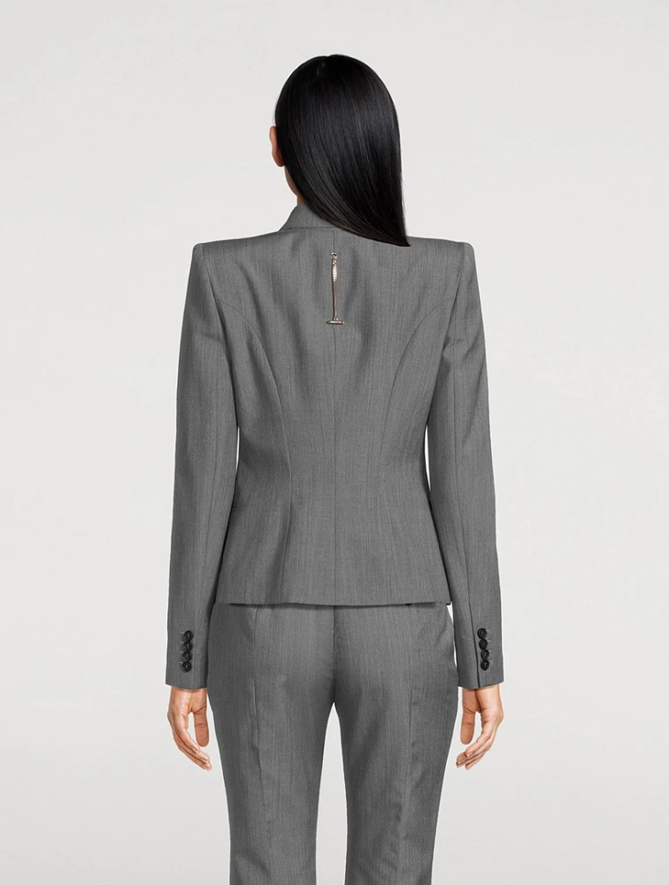 Wool Mohair One-Button Blazer