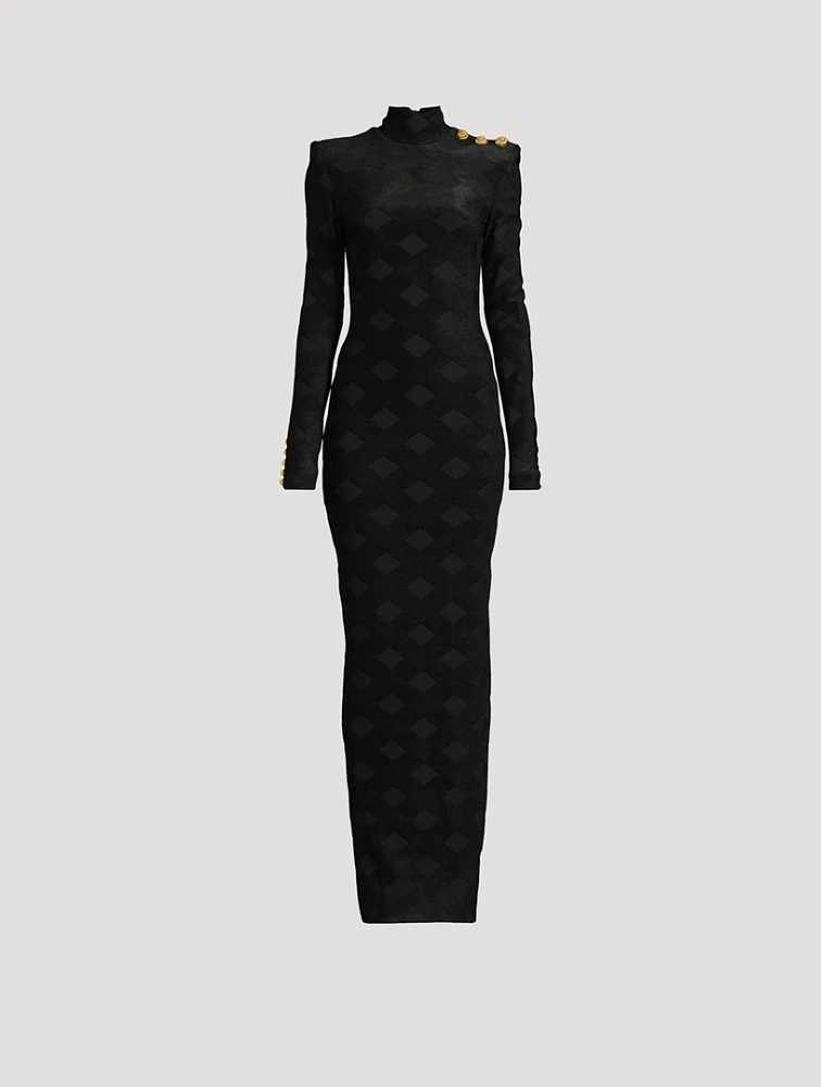 Gingham Jacquard Bouclé Maxi Dress