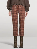 Boy Straight Jeans Plaid Print