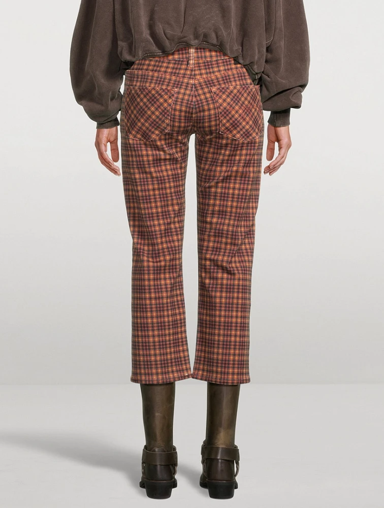 Boy Straight Jeans Plaid Print