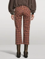 Boy Straight Jeans Plaid Print