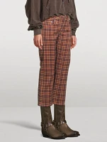 Boy Straight Jeans Plaid Print