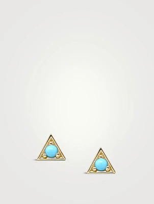 Cléo 14K Gold Triangle Stud Earrings With Turquoise