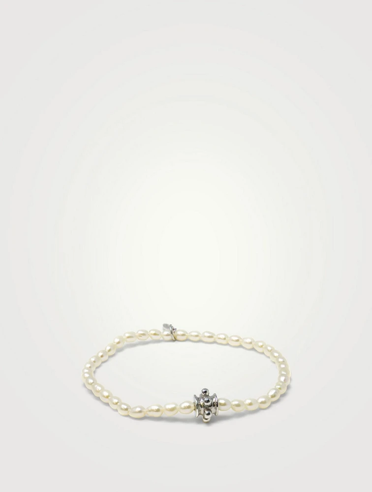 Bohème Baroque Keshi Pearl Bracelet With Silver Dew Drop Charm