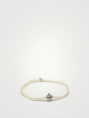Bohème Baroque Keshi Pearl Bracelet With Silver Dew Drop Charm
