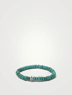 Bohème Turquoise Rondelle Bracelet With Silver Dew Drop Charm