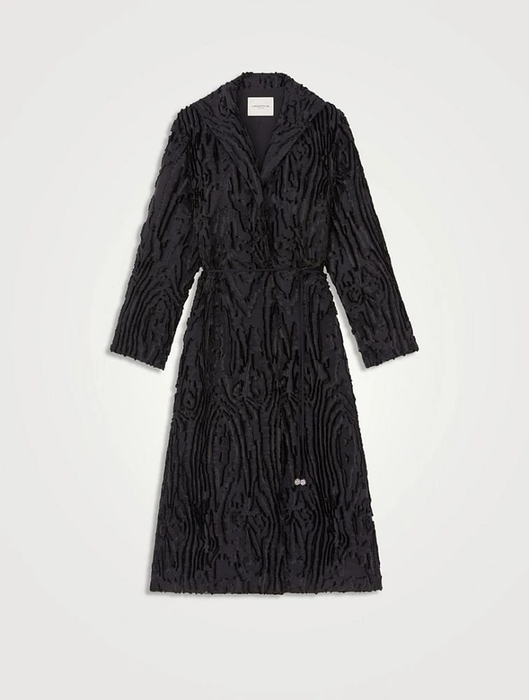 Wood Grooves Jacquard Coat