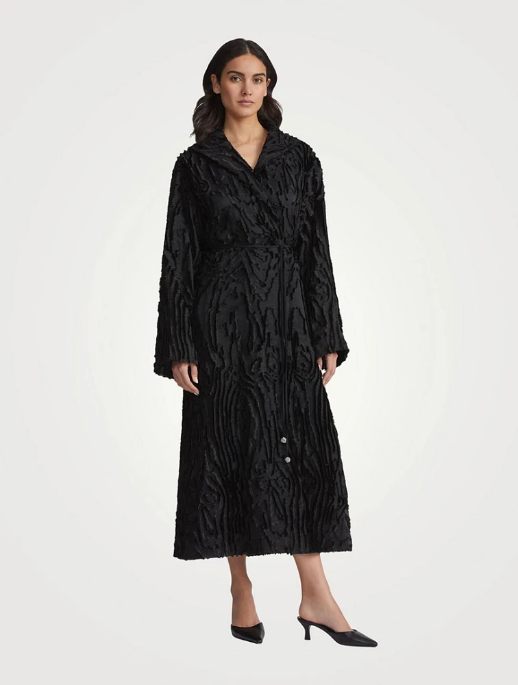 Wood Grooves Jacquard Coat