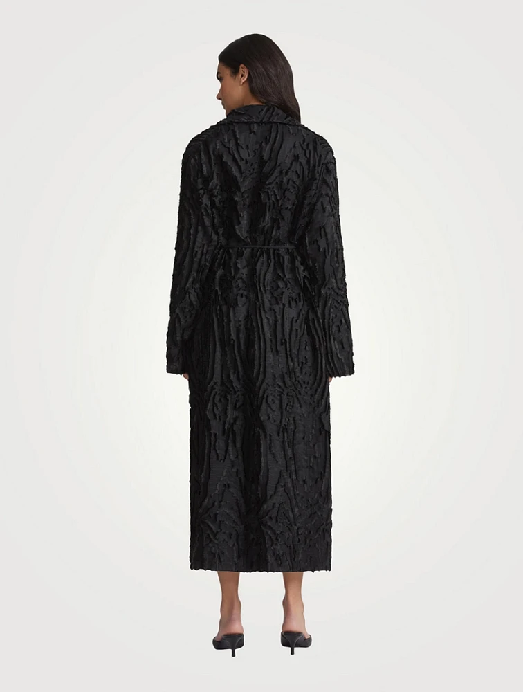 Wood Grooves Jacquard Coat