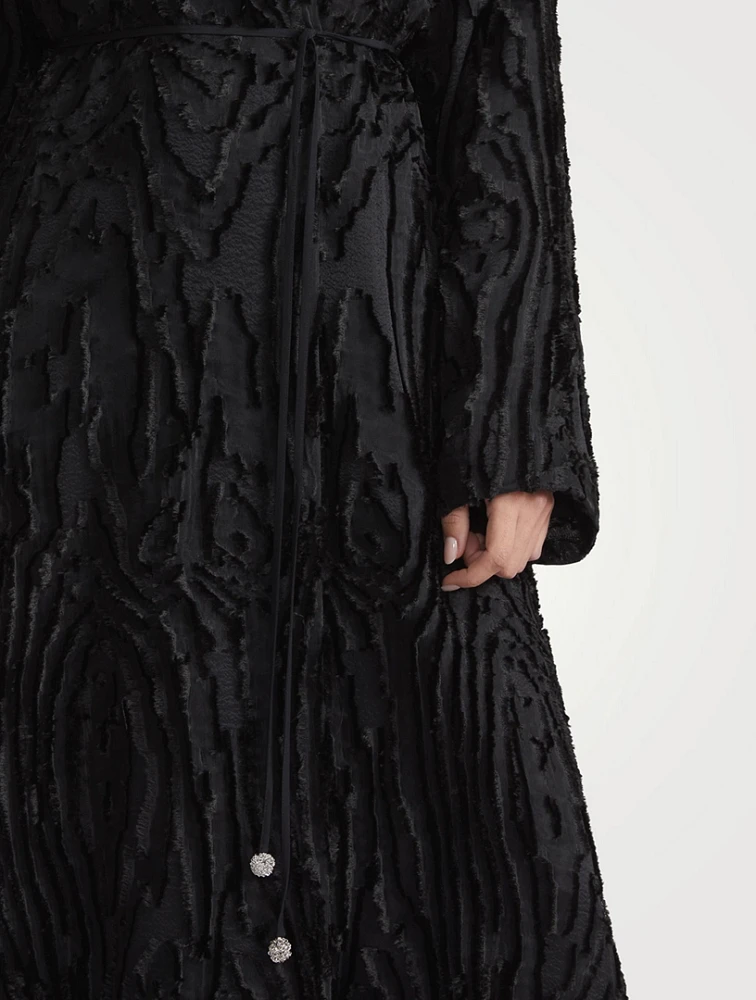 Wood Grooves Jacquard Coat