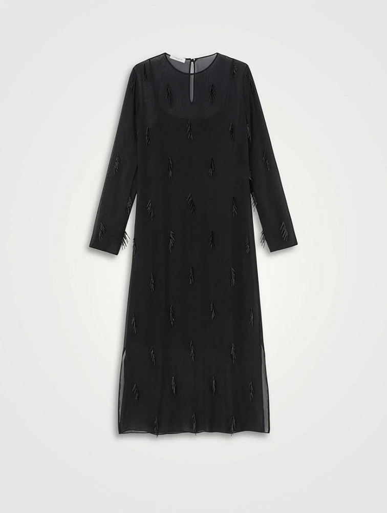 Beaded Silk Georgette Midi Dress