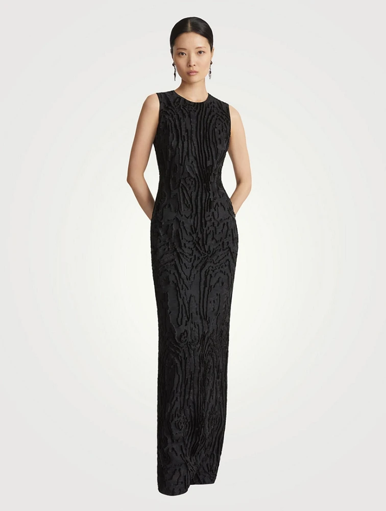 Wood Grooves Jacquard Gown