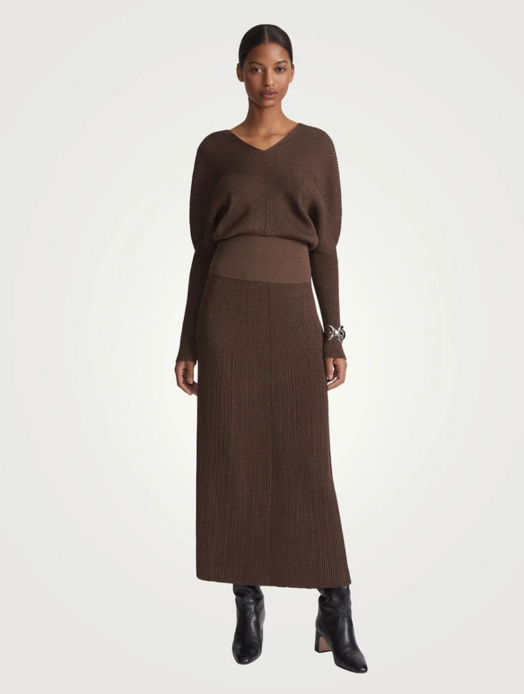 Ribbed Voile Blouson Sweater