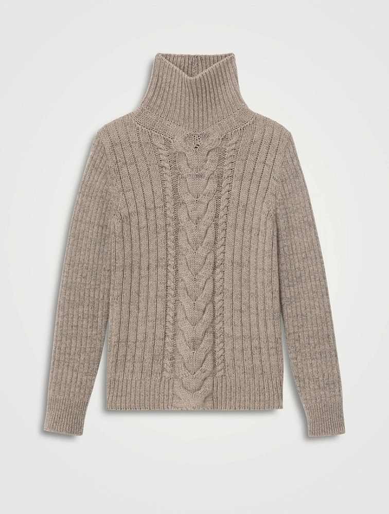 Cable-Knit Cashmere Turtleneck Sweater