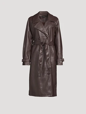 Faux Leather Trench Coat