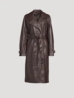 Faux Leather Trench Coat